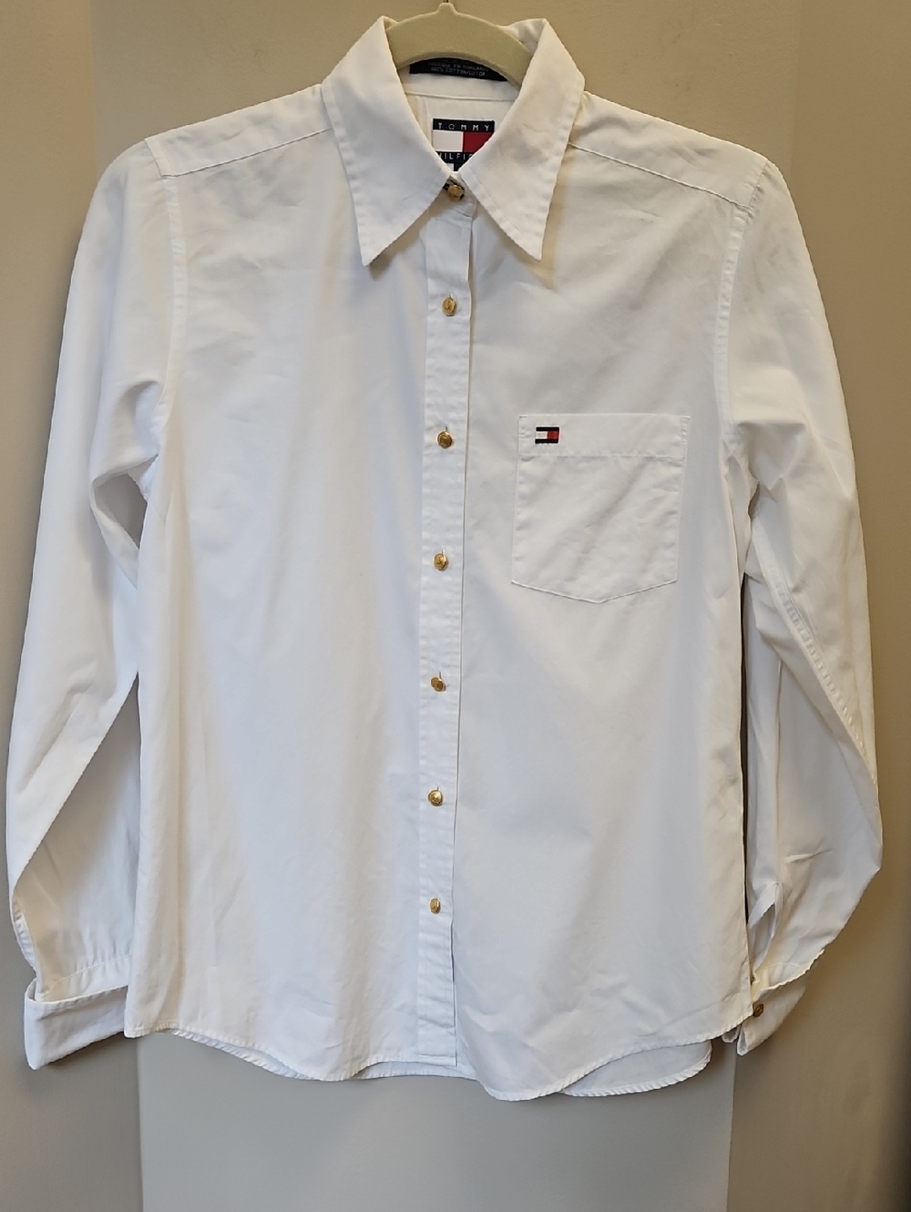 Tommy Hilfiger Women's White Shirt with Red TH Logo